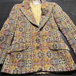 Vintage Multicolor Tapestry Women's Blazer Jacket